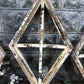 Set 3 Diamond Wood Window Frames, Distressed Farmhouse Decor, Antique Inspired B
