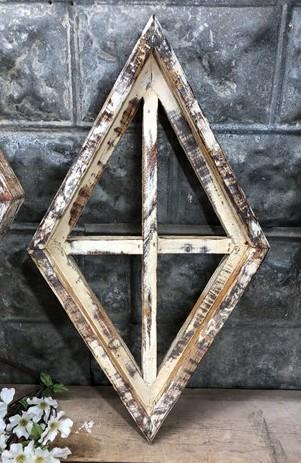 Set 3 Diamond Wood Window Frames, Distressed Farmhouse Decor, Antique Inspired B