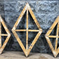 Set 3 Diamond Wood Window Frames, Distressed Farmhouse Decor, Antique Inspired B