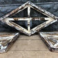 Set 3 Diamond Wood Window Frames, Distressed Farmhouse Decor, Antique Inspired D
