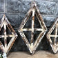 Set 3 Diamond Wood Window Frames, Distressed Farmhouse Decor, Antique Inspired D