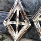 Set 3 Diamond Wood Window Frames, Distressed Farmhouse Decor, Antique Inspired D