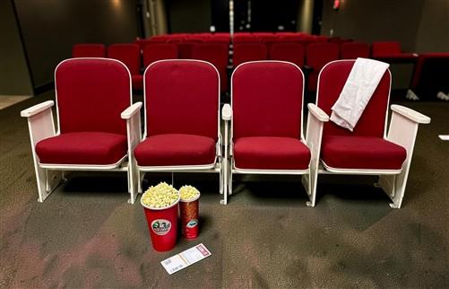 4 Theater Seats, Vintage Red Upholstered Tip-Up Cinema Auditorium Seating, A59