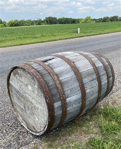 Whiskey Wine Barrel, Vintage Reclaimed Used Wood Barrel, Primitive Rum Keg, L