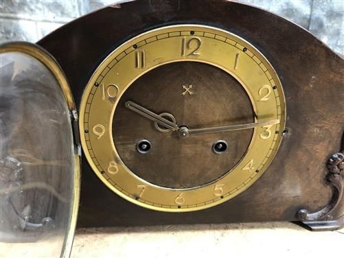 HAC Art Deco Mantel Clock, Vintage Hamburg American Shelf Clock, w/Pendulum Key