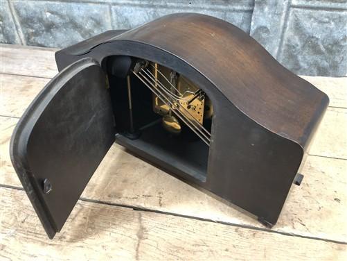 HAC Art Deco Mantel Clock, Vintage Hamburg American Shelf Clock, w/Pendulum Key