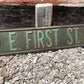 E First St Street Sign, Vintage Green Road Sign, 24x6 Metal Wall Sign Garage A