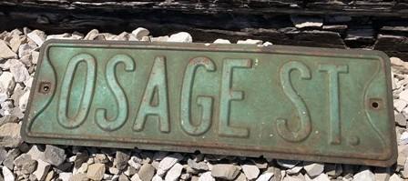 Osage St Street Sign, Vintage Green Road Sign, 18x6 Metal Wall Sign Garage A