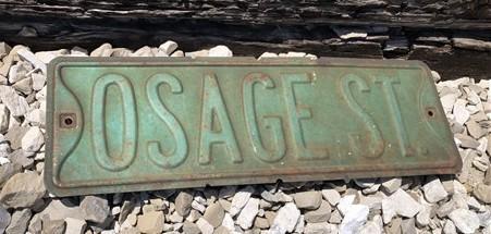 Osage St Street Sign, Vintage Green Road Sign, 18x6 Metal Wall Sign Garage A