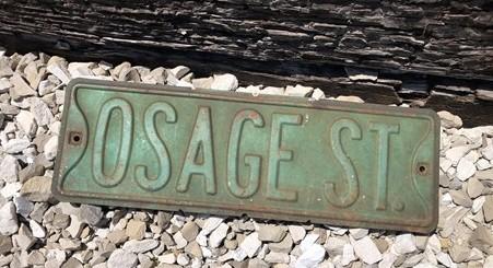 Osage St Street Sign, Vintage Green Road Sign, 18x6 Metal Wall Sign Garage A