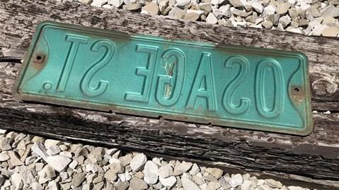 Osage St Street Sign, Vintage Green Road Sign, 18x6 Metal Wall Sign Garage A