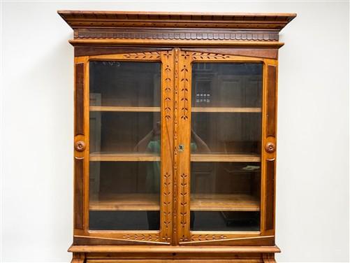 Antique Eastlake Secretary Desk, Bookcase, Cylinder Roll Top, Victorian Hutch