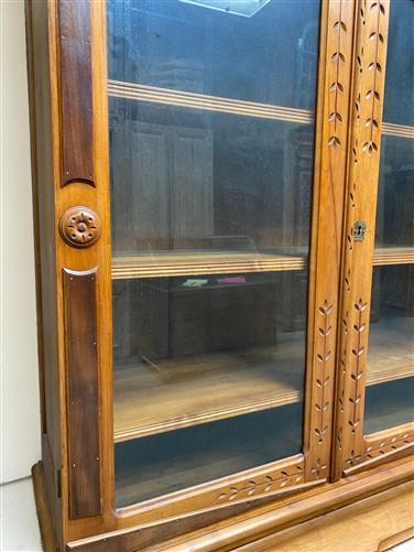 Antique Eastlake Secretary Desk, Bookcase, Cylinder Roll Top, Victorian Hutch