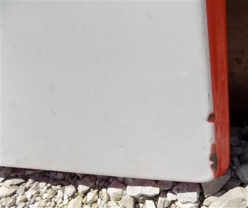 Red White Porcelain Table Top (40x25) Vintage Kitchen Cupboard Hoosier Enamel