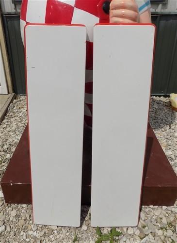 2 Red White Porcelain Table Top Panels (40x10) Vintage Kitchen Cupboard Hoosier