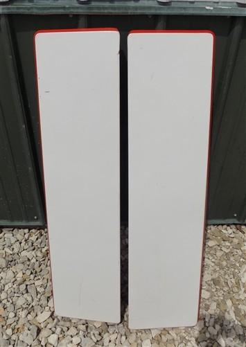 2 Red White Porcelain Table Top Panels (40x10) Vintage Kitchen Cupboard Hoosier