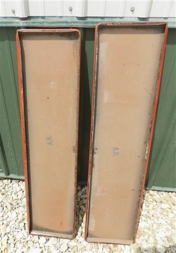 2 Red White Porcelain Table Top Panels (40x10) Vintage Kitchen Cupboard Hoosier