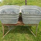 Wheeling Galvanized Double Wash Tub, Beer Cooler, Flower Pot Stand Bucket A30