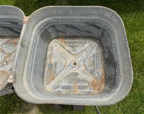 Wheeling Galvanized Double Wash Tub, Beer Cooler, Flower Pot Stand Bucket A30
