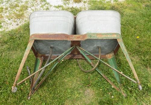 Wheeling Galvanized Double Wash Tub, Beer Cooler, Flower Pot Stand Bucket A30