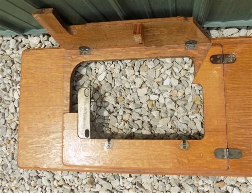 Singer Wood Table Top, Treadle Sewing Machine Base, Cabinet Part Vintage Y