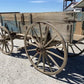 Horse Drawn Farm Wagon, Vintage Blue Wood Hay Wagon, Steel Rim Wheels, Primitive