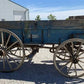 Horse Drawn Farm Wagon, Vintage Blue Wood Hay Wagon, Steel Rim Wheels, Primitive