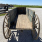 Horse Drawn Farm Wagon, Vintage Blue Wood Hay Wagon, Steel Rim Wheels, Primitive