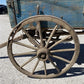 Horse Drawn Farm Wagon, Vintage Blue Wood Hay Wagon, Steel Rim Wheels, Primitive