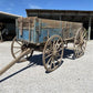 Horse Drawn Farm Wagon, Vintage Blue Wood Hay Wagon, Steel Rim Wheels, Primitive