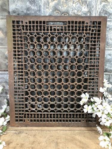 Art Deco Grate, Vintage Cast Iron Ornate Wall Floor Register Vent (26x22) A