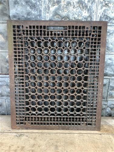 Art Deco Grate, Vintage Cast Iron Ornate Wall Floor Register Vent (26x22) A
