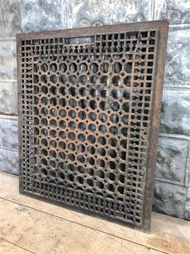 Art Deco Grate, Vintage Cast Iron Ornate Wall Floor Register Vent (26x22) A