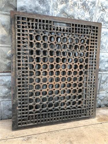 Art Deco Grate, Vintage Cast Iron Ornate Wall Floor Register Vent (26x22) A
