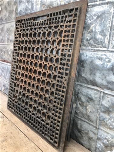 Art Deco Grate, Vintage Cast Iron Ornate Wall Floor Register Vent (26x22) A
