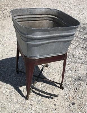 Wheeling Galvanized Single Wash Tub, Sink Cooler, Flower Pot Stand Bucket DT