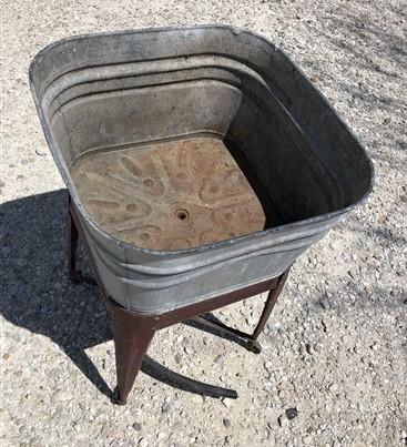 Wheeling Galvanized Single Wash Tub, Sink Cooler, Flower Pot Stand Bucket DT