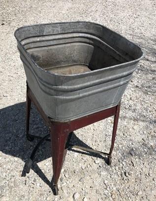 Wheeling Galvanized Single Wash Tub, Sink Cooler, Flower Pot Stand Bucket DT