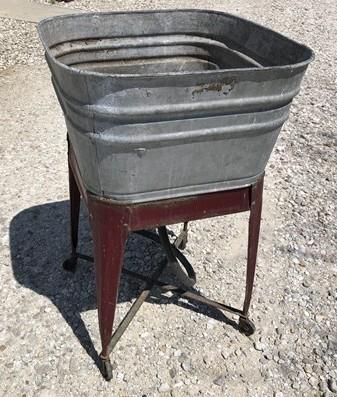 Wheeling Galvanized Single Wash Tub, Sink Cooler, Flower Pot Stand Bucket DT
