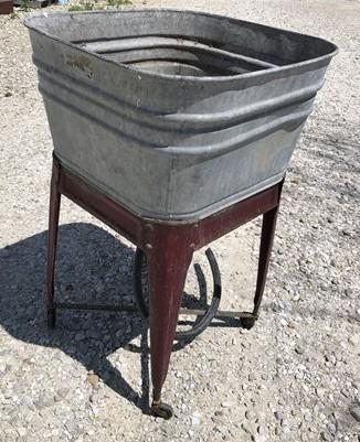 Wheeling Galvanized Single Wash Tub, Sink Cooler, Flower Pot Stand Bucket DT