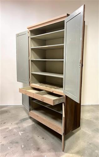 Wooden Storage Cabinet, Vintage Cupboard, Kitchen Pantry Linen Closet Armoire, A
