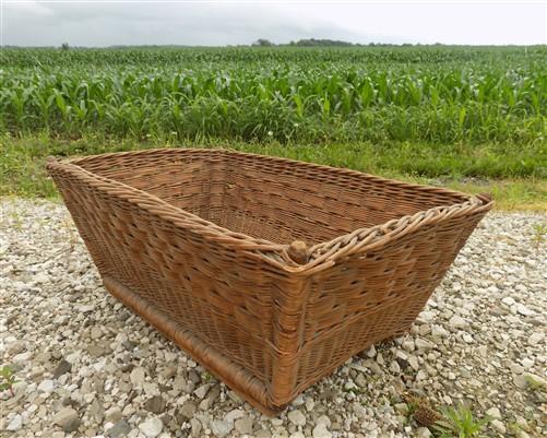 Rectangular Wicker Basket, Vintage German Woven Basket, Storage Organizer C43,