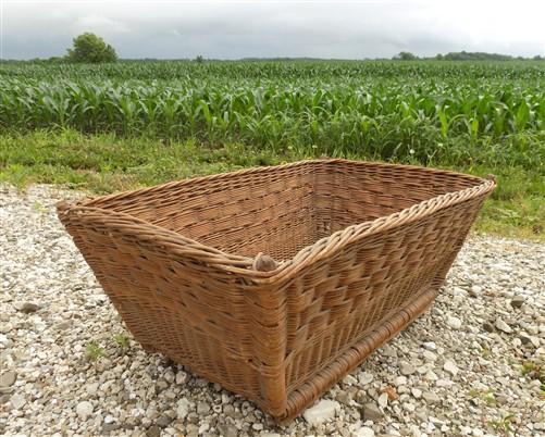 Rectangular Wicker Basket, Vintage German Woven Basket, Storage Organizer C43,