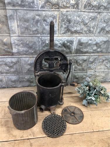 Enterprise 4 Qt Lard Press Cast Iron Sausage Stuffer Fruit Apple Cider Farm Y