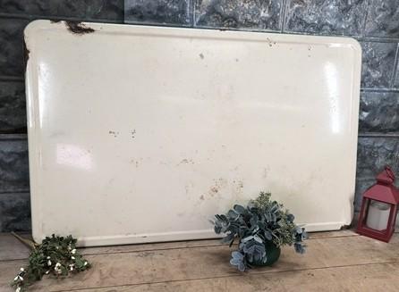 Green Cream Porcelain Table Top (40x25) Vintage Kitchen Cupboard Hoosier Enamel