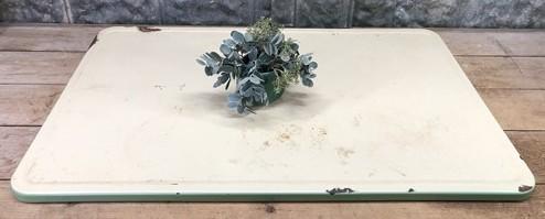 Green Cream Porcelain Table Top (40x25) Vintage Kitchen Cupboard Hoosier Enamel