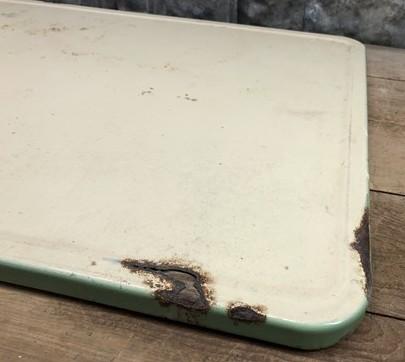 Green Cream Porcelain Table Top (40x25) Vintage Kitchen Cupboard Hoosier Enamel