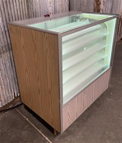 Rotating Glass Jewelry Display Case, Vintage Lighted Motorized Retail Counter, A
