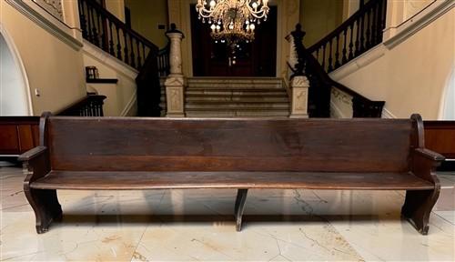 10' Wooden Church Pew, Vintage Bench, Porch Bench, Entry Foyer, Dining Seating