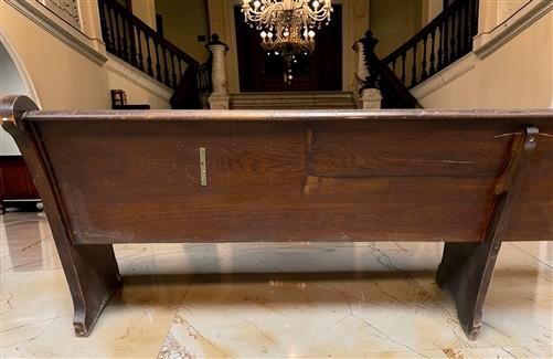 10' Wooden Church Pew, Vintage Bench, Porch Bench, Entry Foyer, Dining Seating
